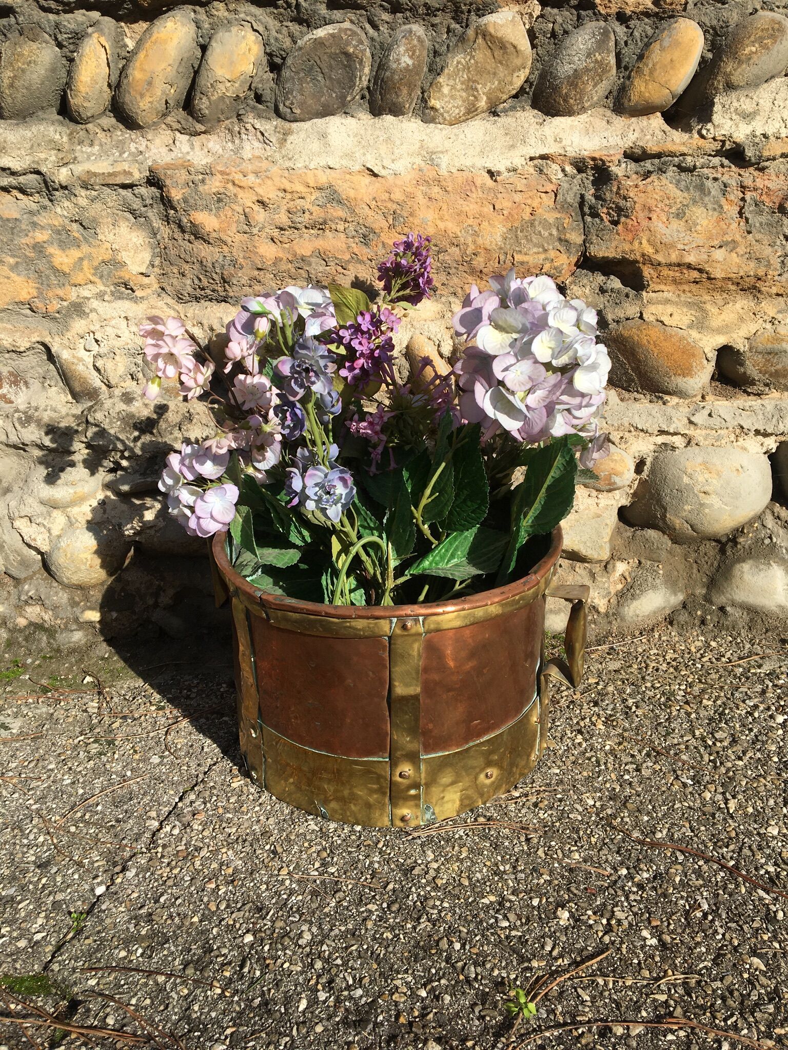 Old copper and brass pot cover 20th century