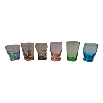 Vintage shooter shot glasses series of six assorted colors