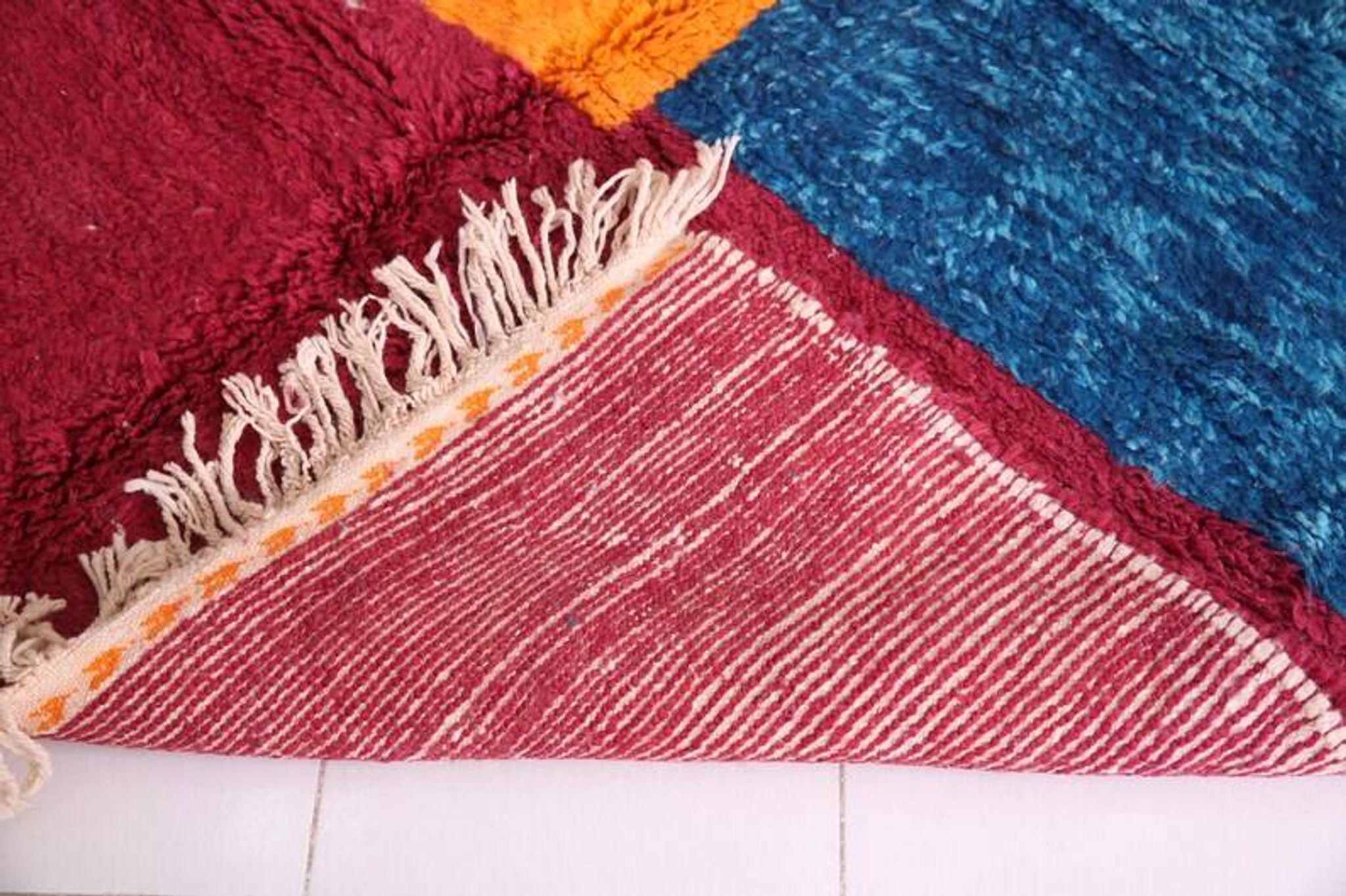 Handmade traditional Berber rug with colourful patterns, size 150/250cm.