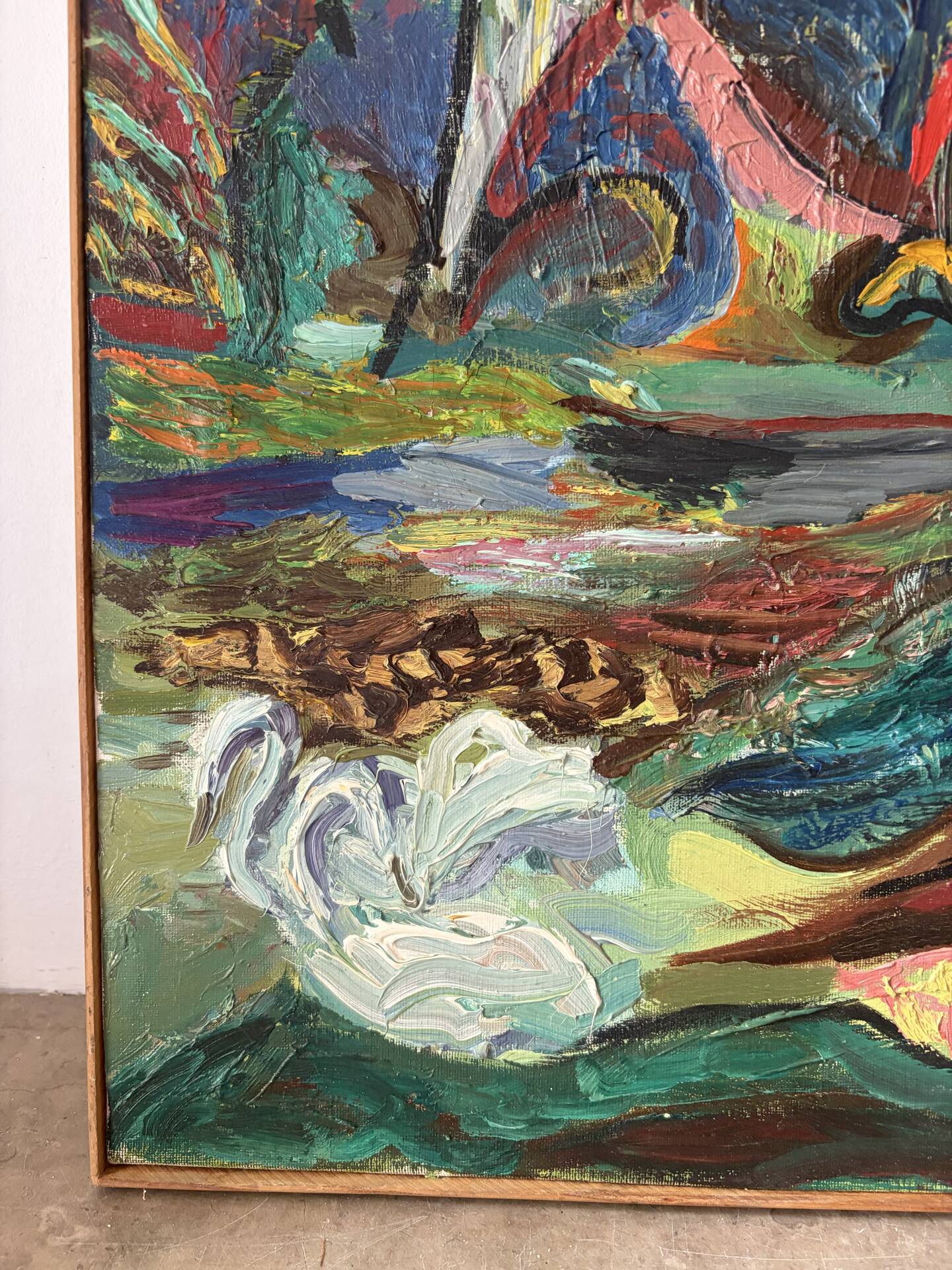 Abstract, oil on canvas signed Dognin