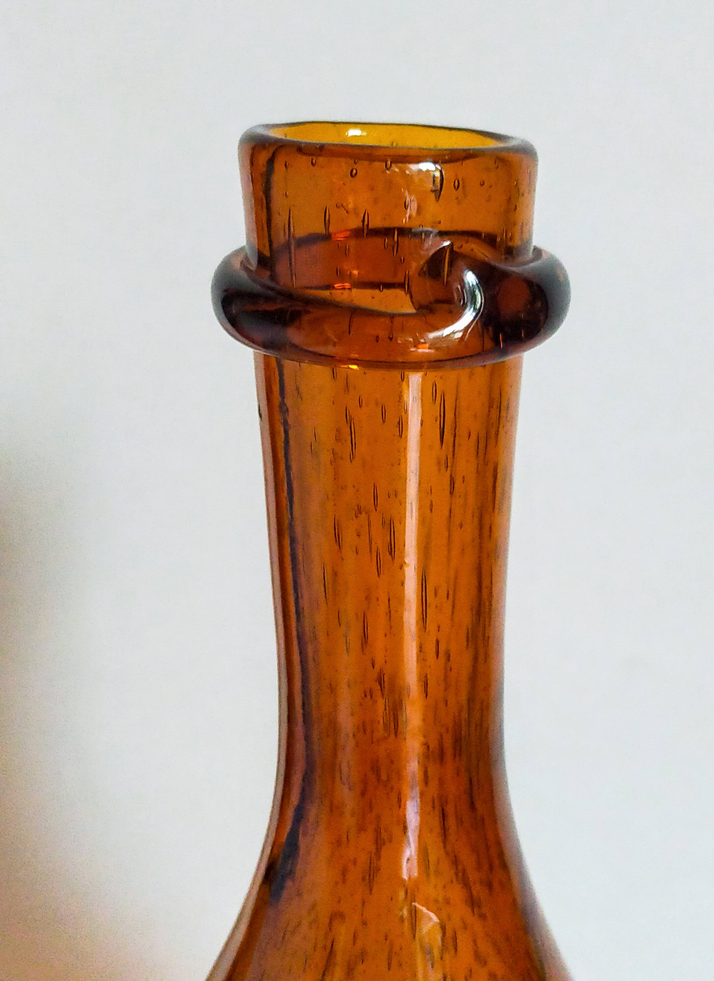 Three-sided blown glass carafe from Biot 1960s