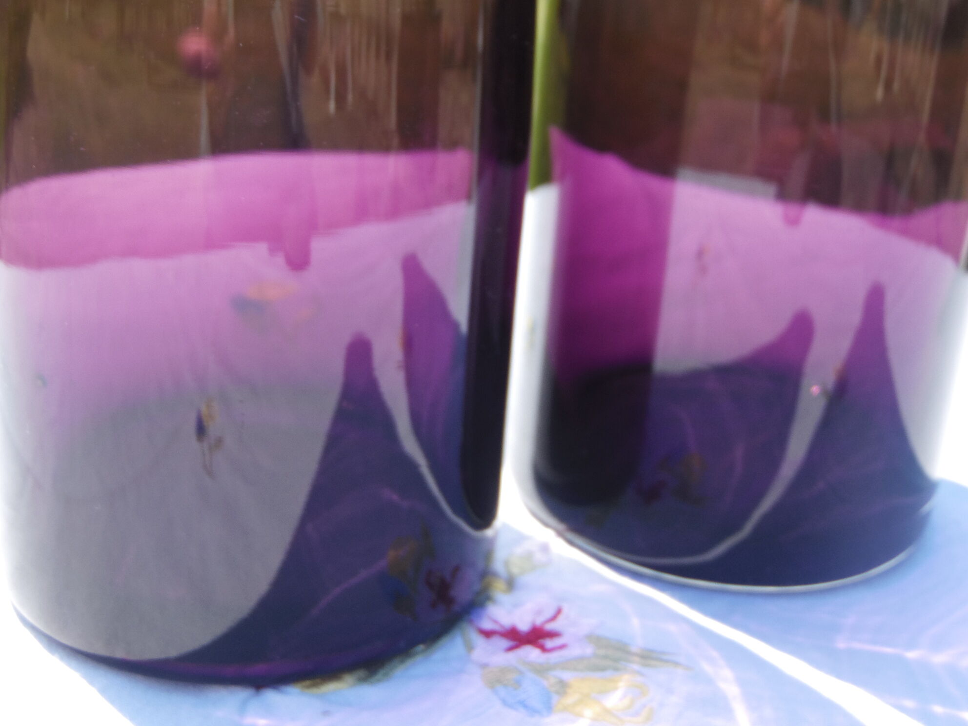 Purple glass vase duo