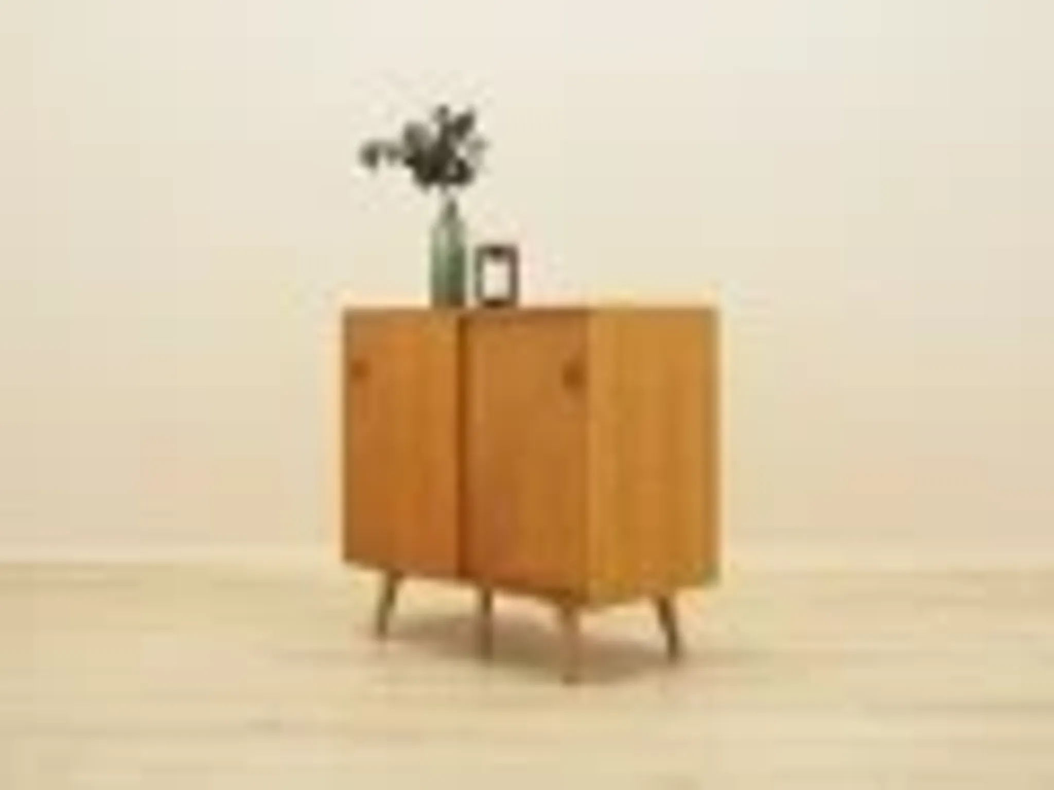 Ash cabinet with sliding doors by Hjørnebo, Danish, 1960s