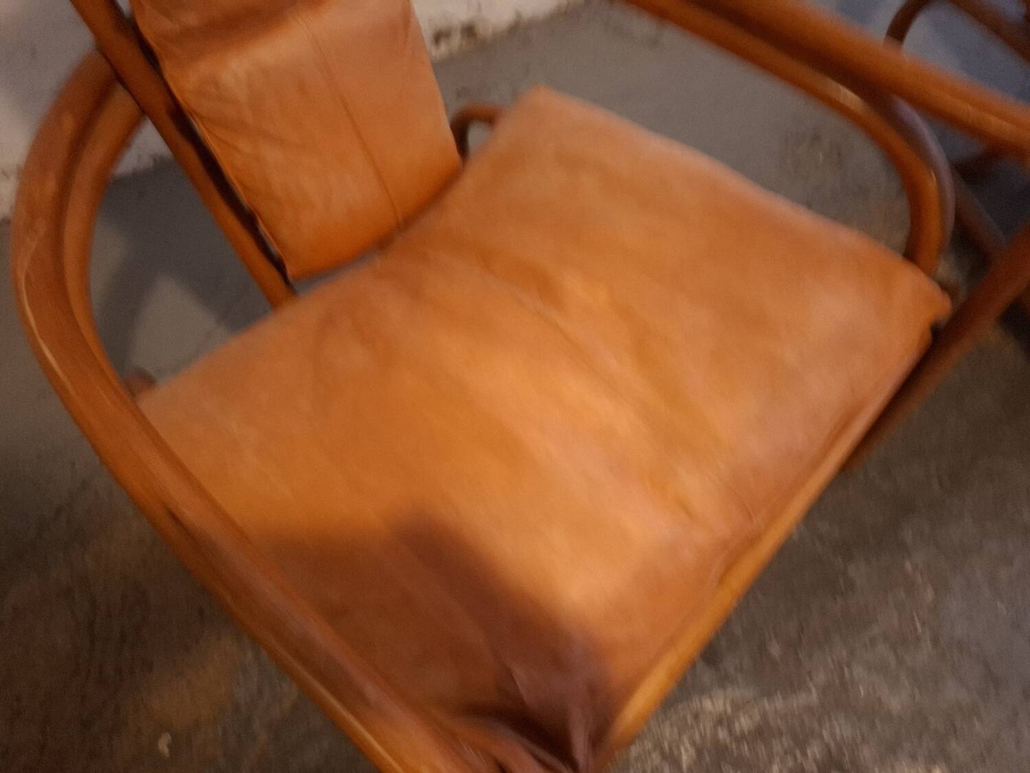 Set de fauteuils en bambou et cuir années 60'S