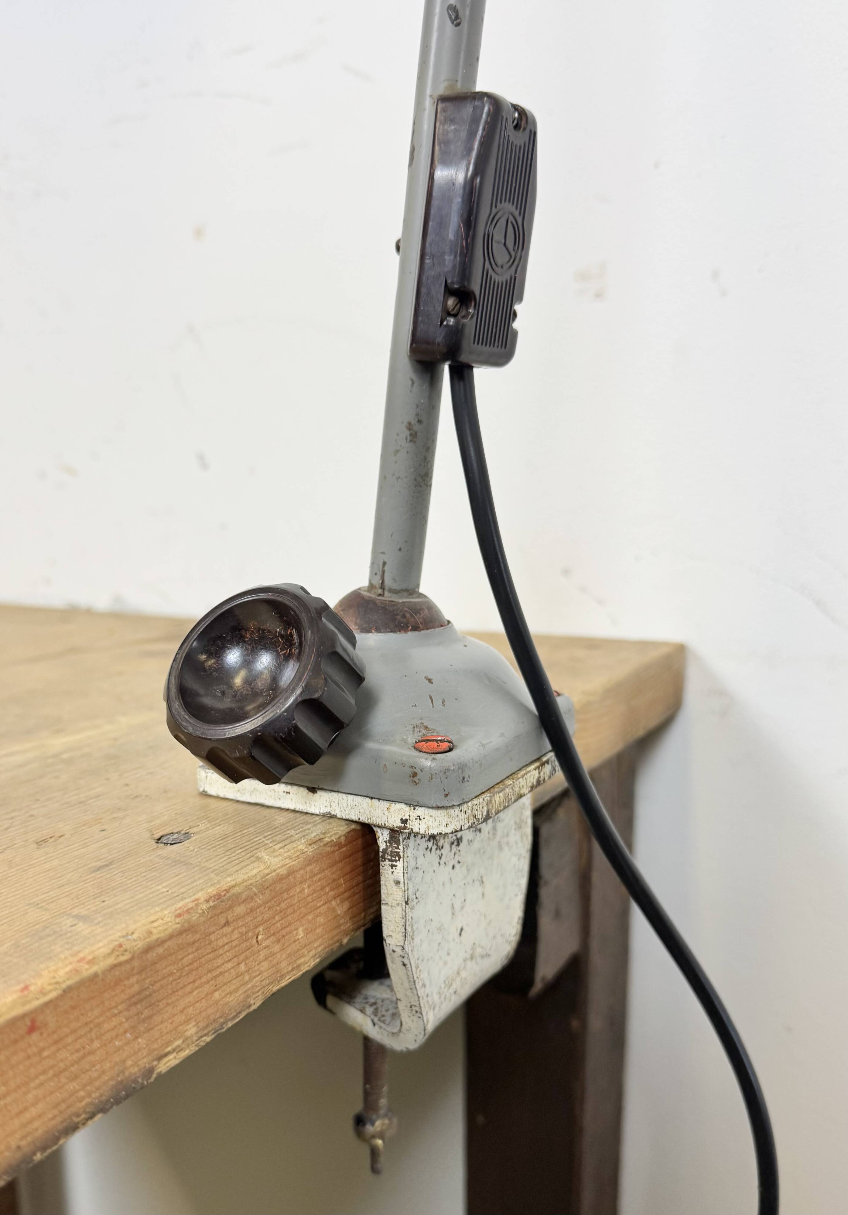 Large Grey Industrial Workshop Table Lamp, 1960s