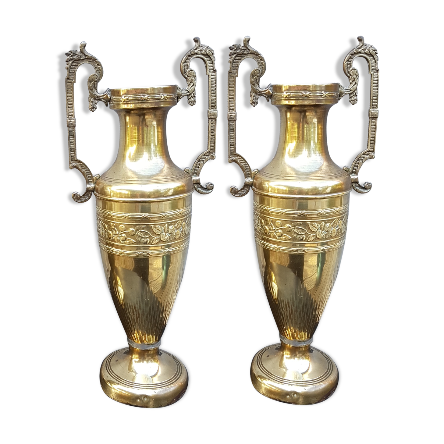 Pair vases amphorae Napoleon III brass