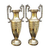 Paire vases amphores Napoléon III en laiton