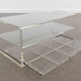 Acrylic coffee table with drawer, plexiglass lucite