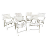 6 vintage wooden folding garden armchairs