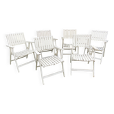 6 vintage wooden folding garden armchairs