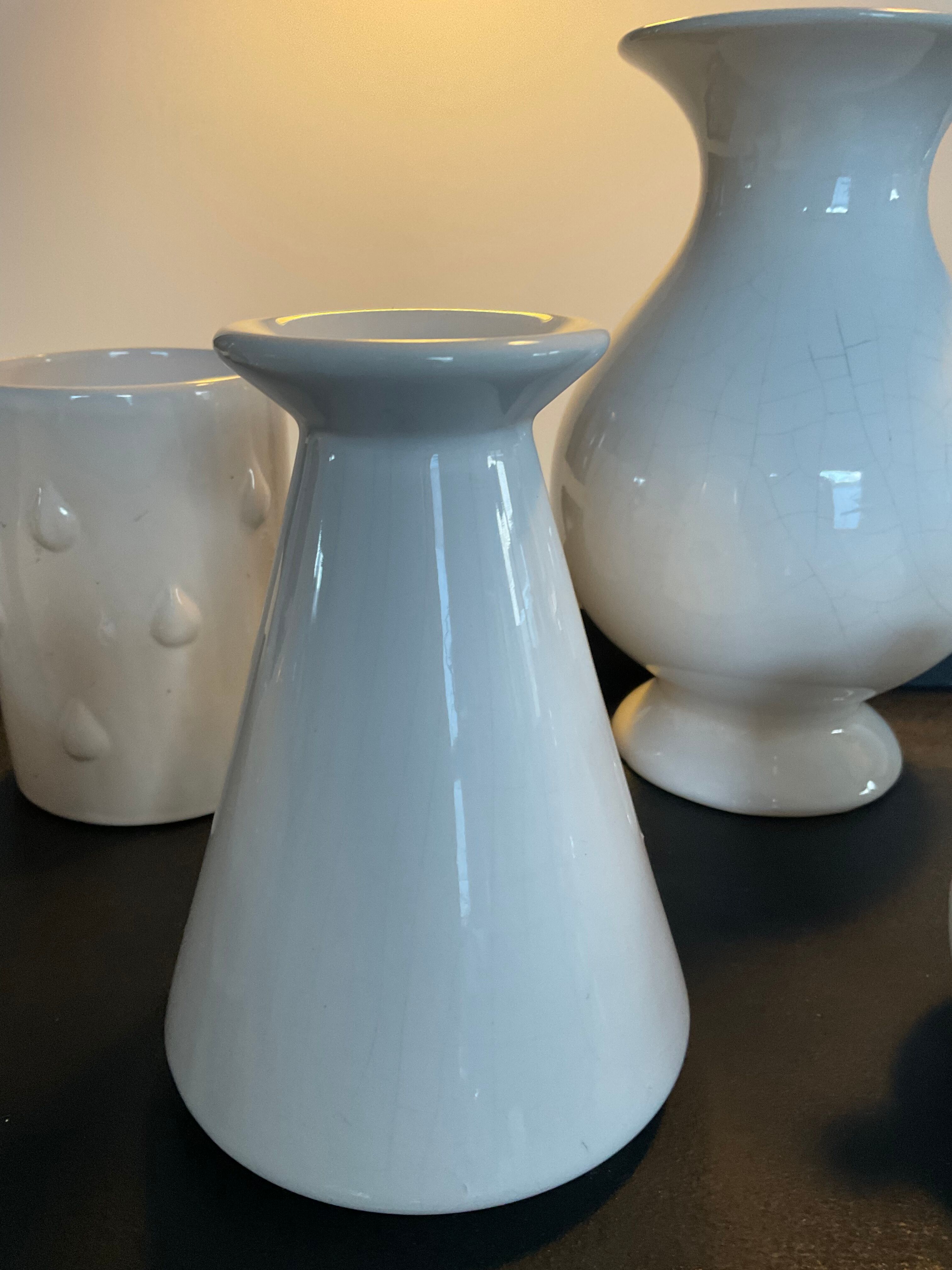 Series of 6 vintage vases in white ceramic years 60-70