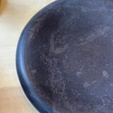 Vintage sculptural polished black marble donut plate flat tray empty po