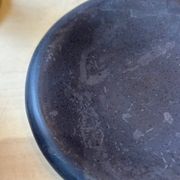 Plateau plat assiette donut en marbre noir poli  sculptural vintage vide po