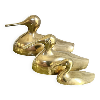 Three brass ducks from the 1950s