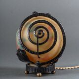 Art Deco night light lamp hammered ironwork 1930 Muller Frères