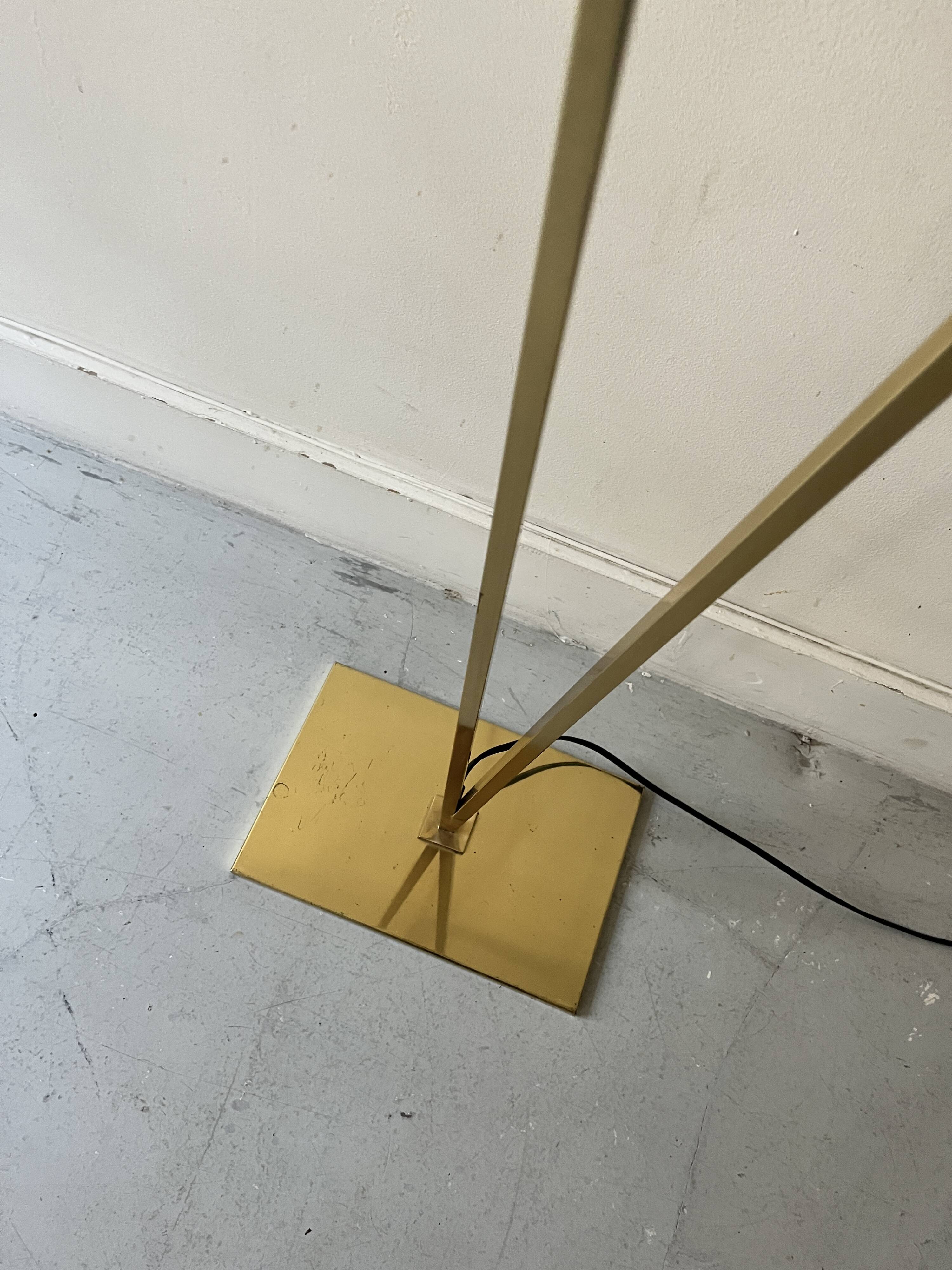 Large halogen floor lamp in polished brass, italy 1970