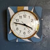 Square silent vintage wall clock clock "Jaz blue white ochre"
