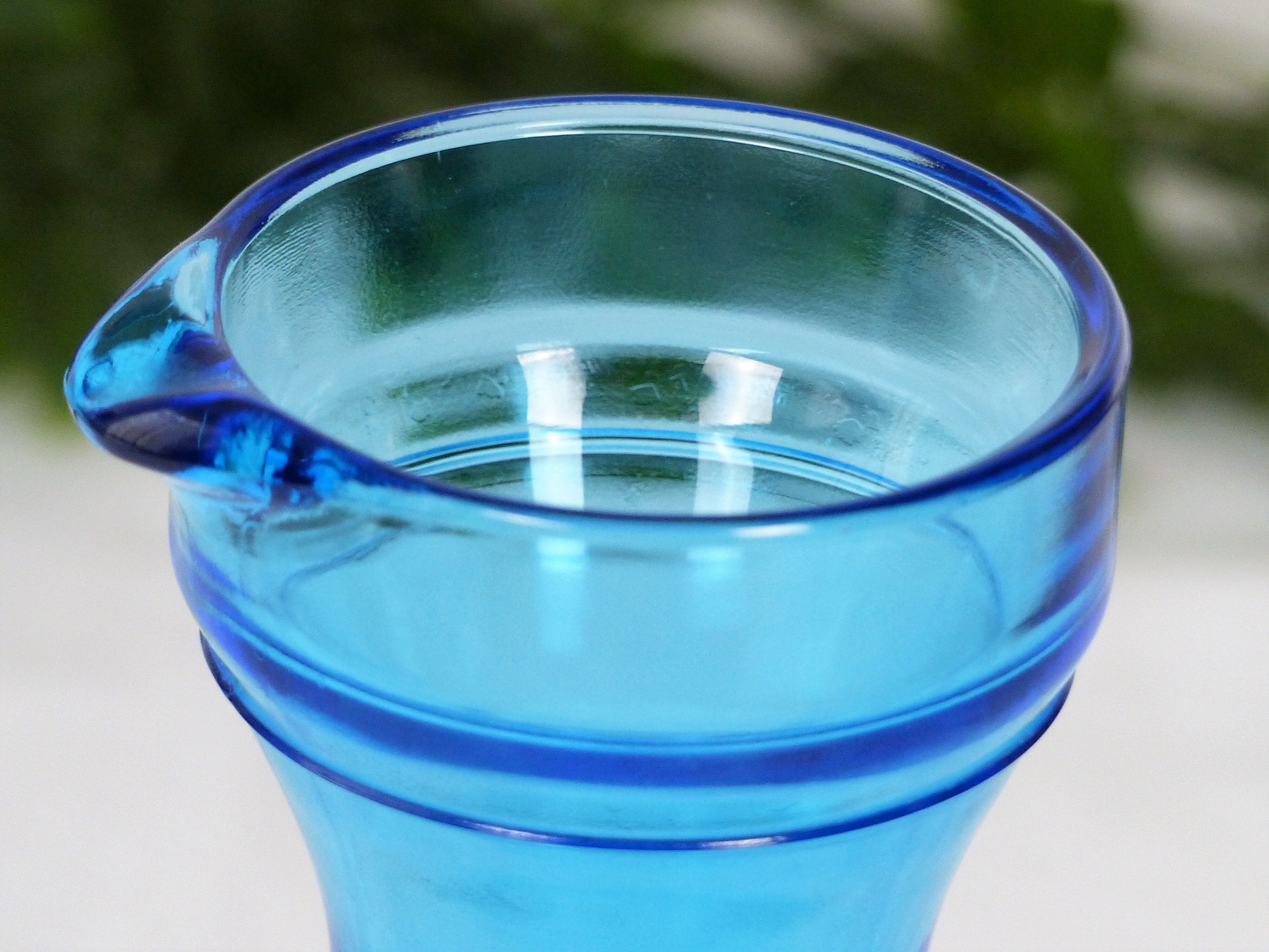 Blue glass pitcher water broc