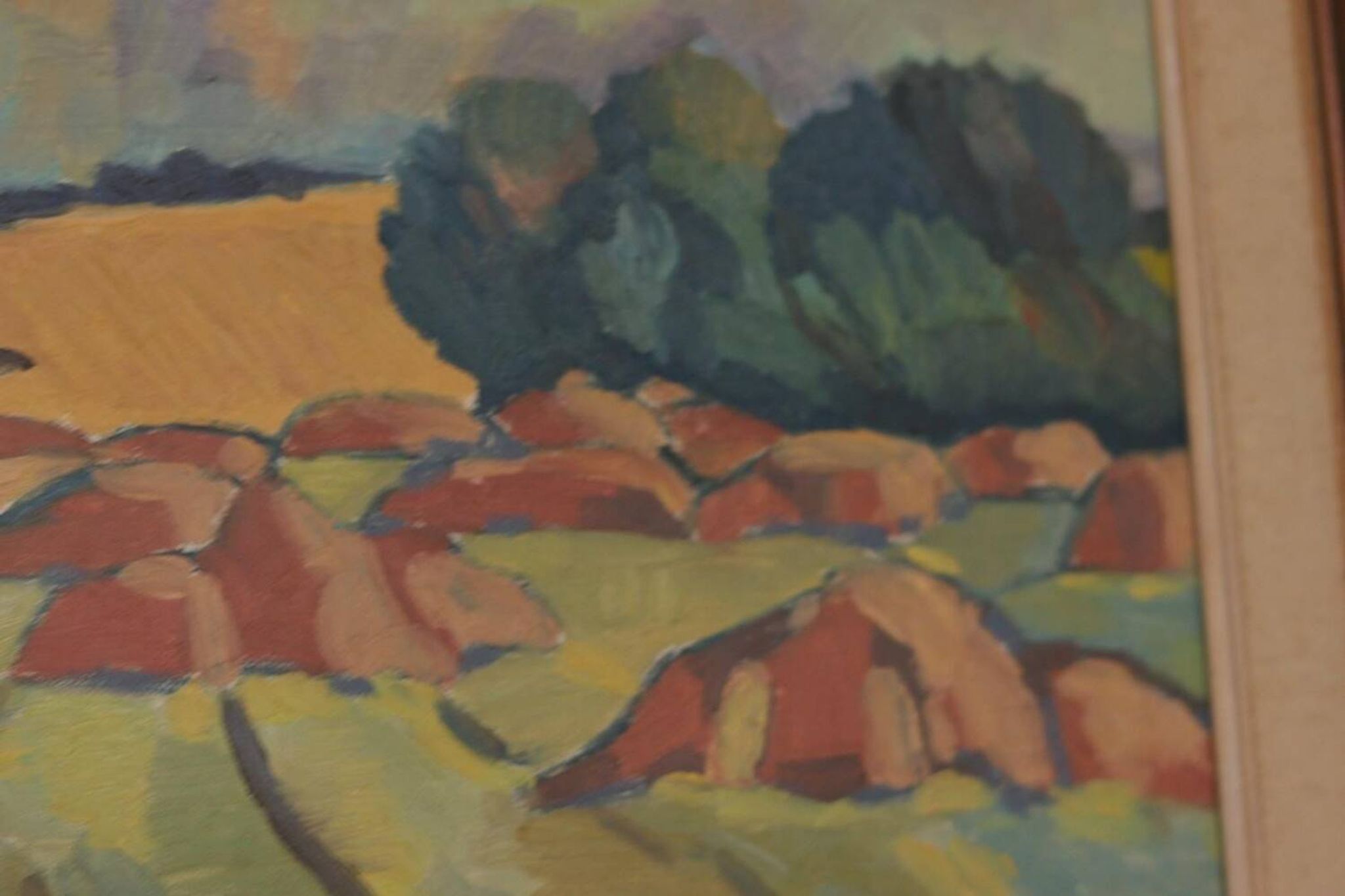 Huile sur toile originale suédoise – “Landskap” – Vintage et encadrée