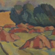 Huile sur toile originale suédoise – “Landskap” – Vintage et encadrée