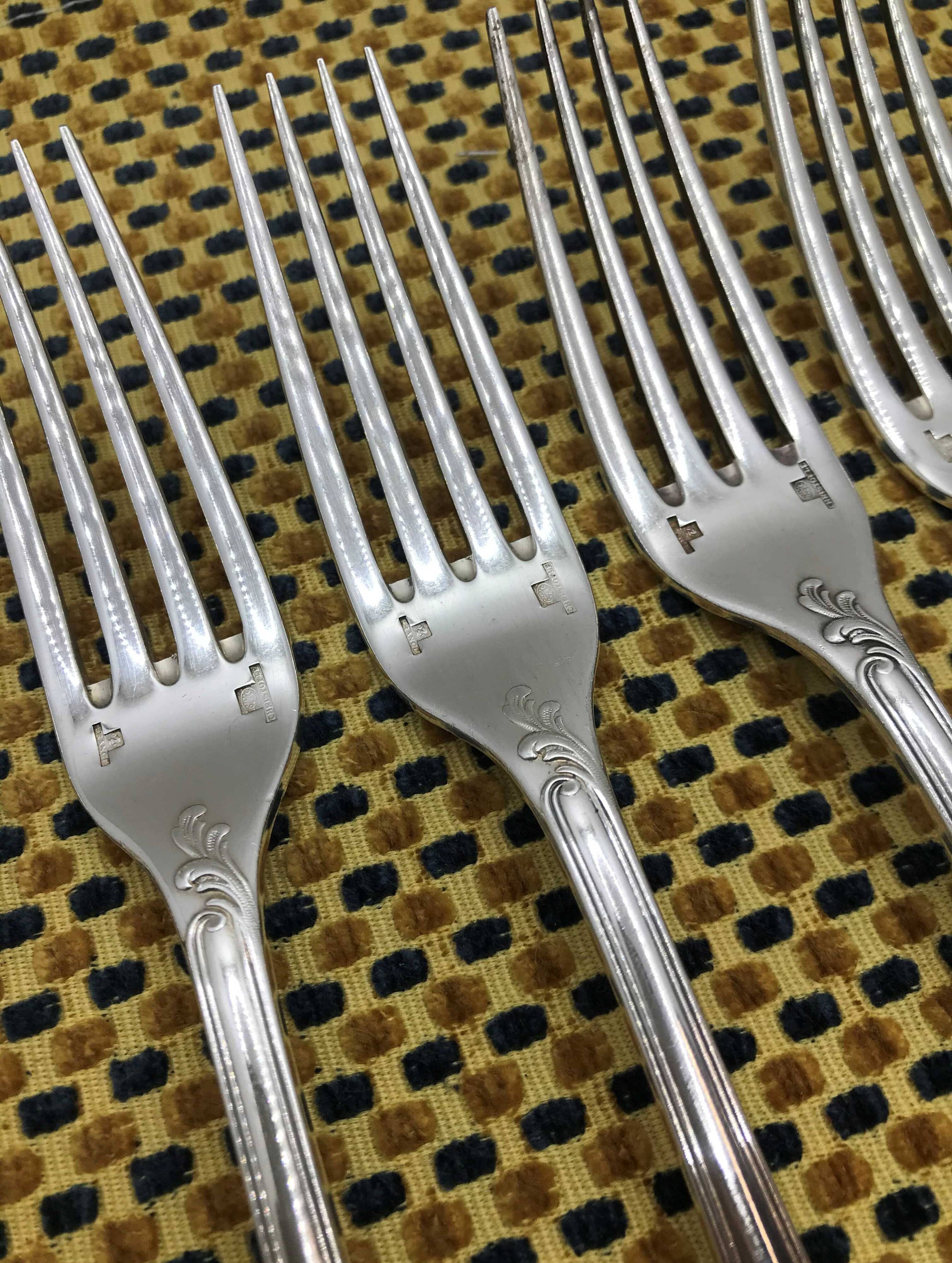 Set of 5 silver-plated forks from Christofle, Marly