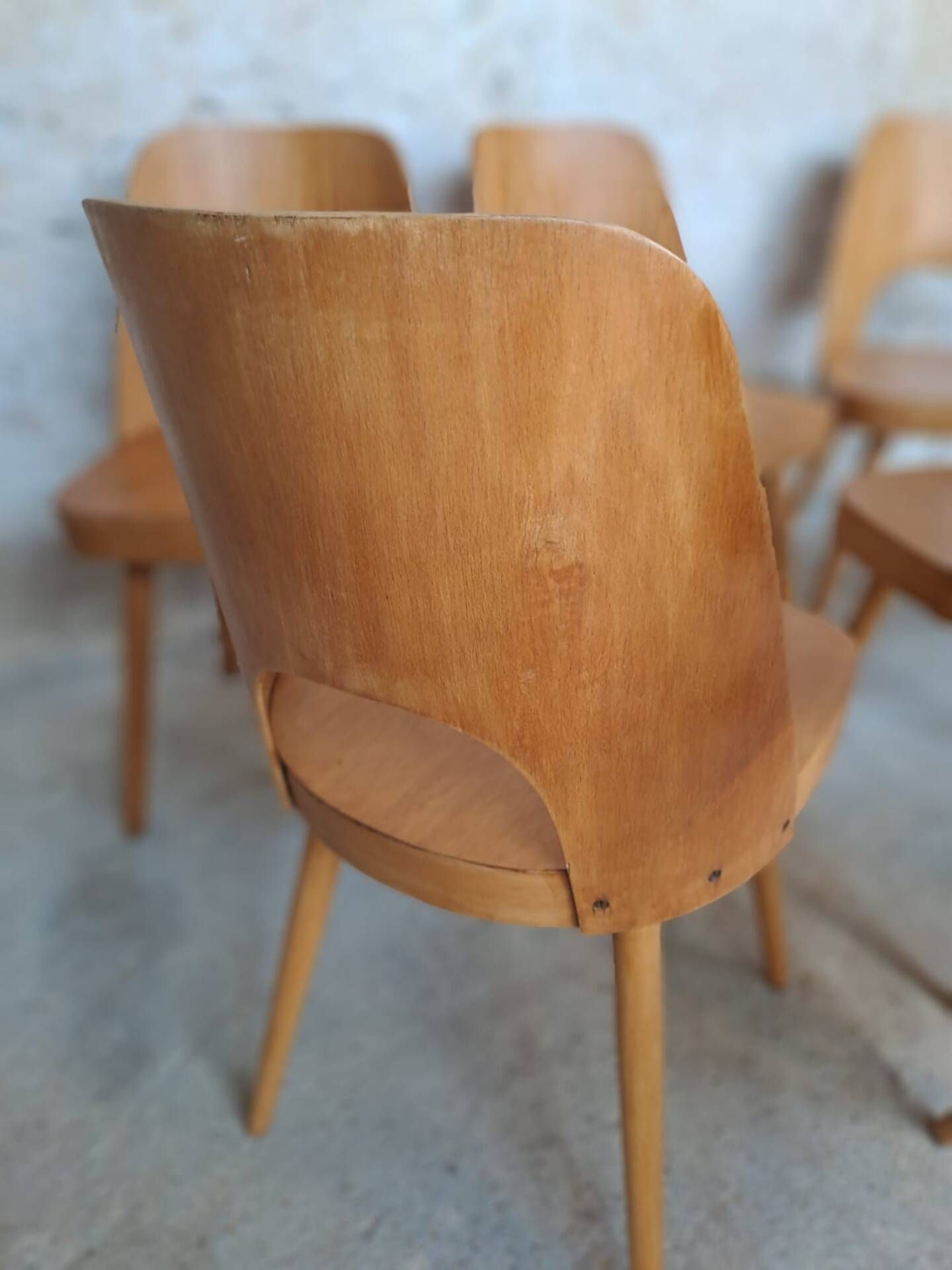 Set of 8 TON515 chairs by Oswald Haerdtl, Czech vintage 1955