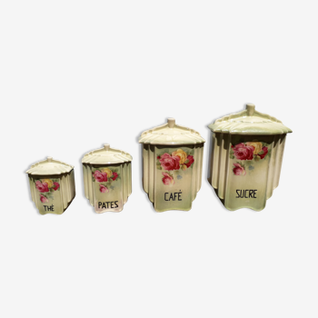 Suite of 4 art deco spice jars