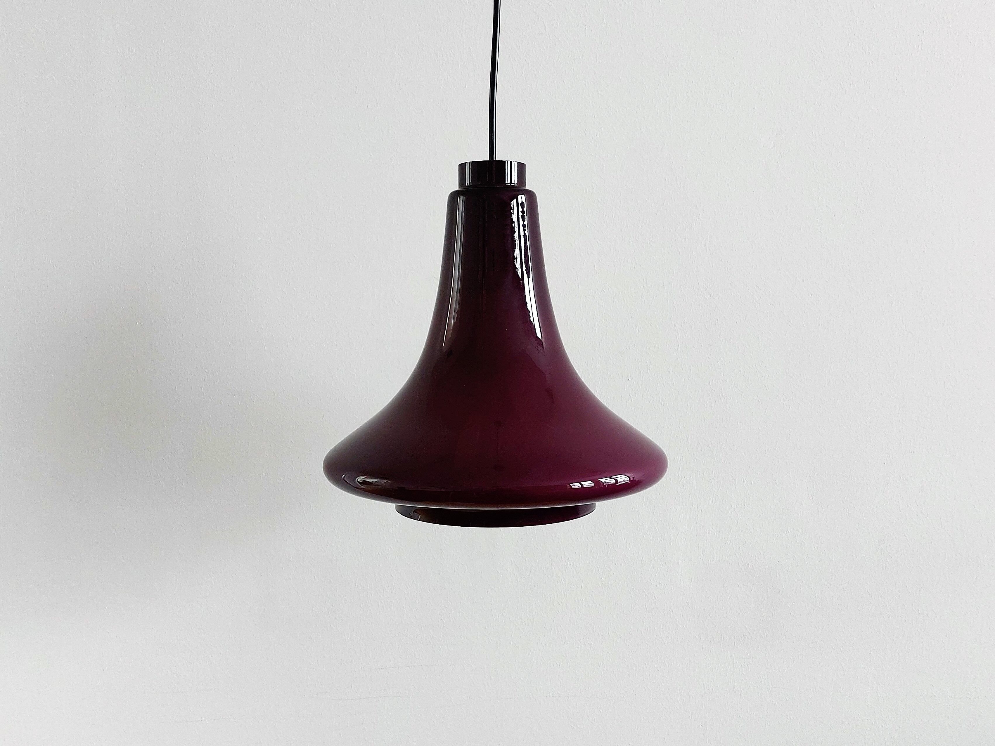 Purple glass pendant lamp by Hans Agne Jakobsson for Svera, Sweden 1960's