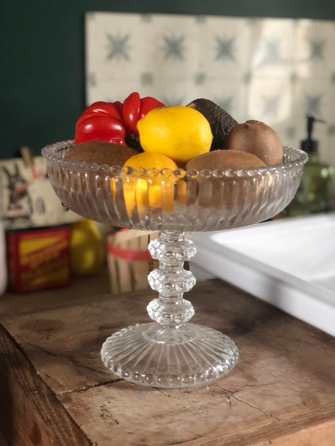 Vintage molded glass stand cup