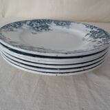 6 Flat plates MARIE lOUISE 353112 PLATES mill wolves faience blue