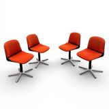 4 vintage chairs, model 231/5 in orange fabric by Wilkhahn.