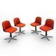 4 vintage chairs, model 231/5 in orange fabric by Wilkhahn.