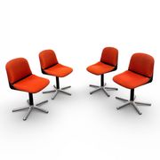 4 chaises, fauteuils vintage modèle 231/5 en tissu orange par Wilkhahn