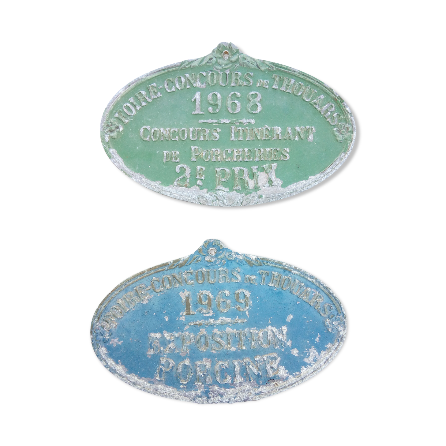 Lot of two pig farm competition plates