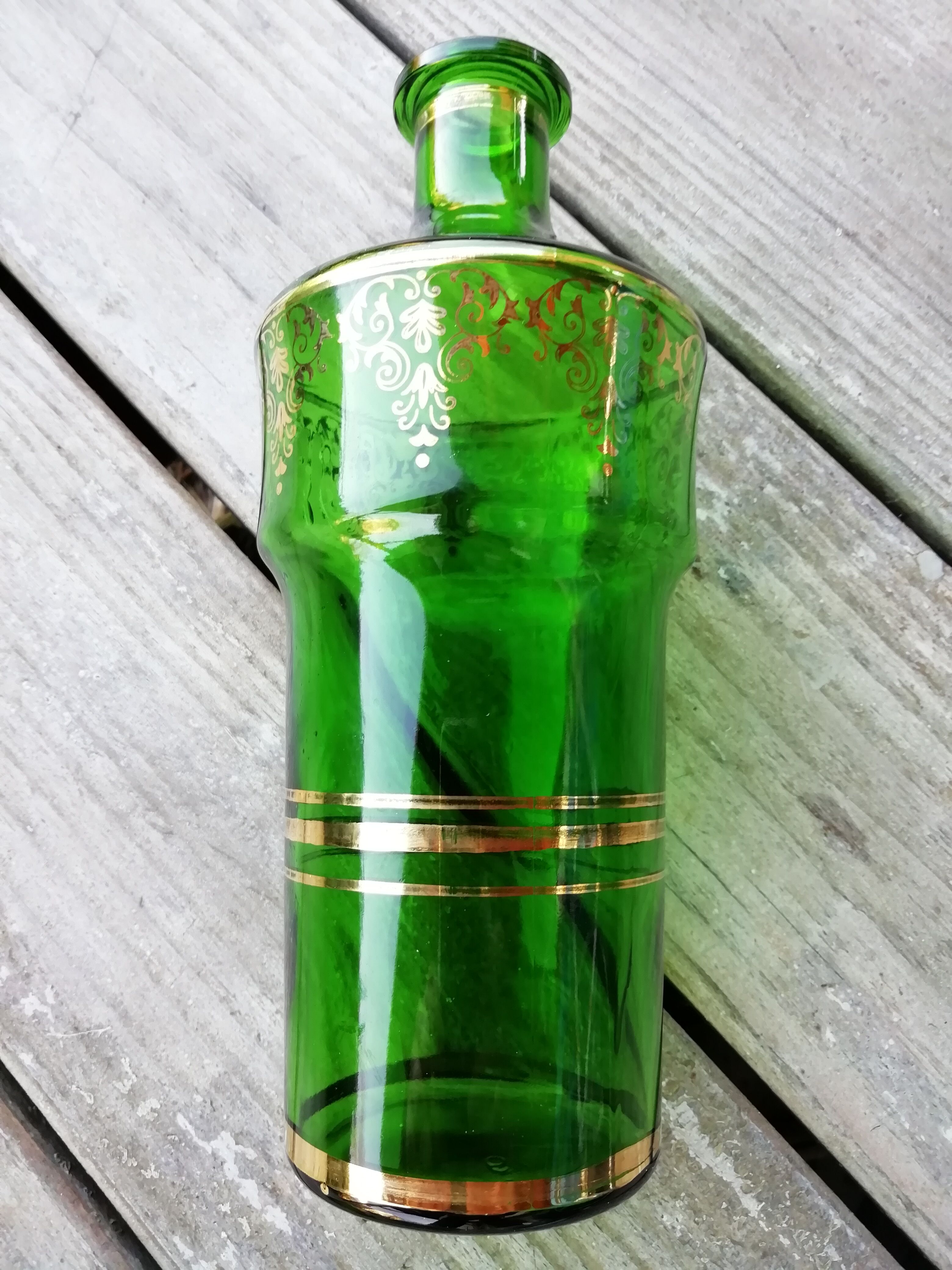 Green glass decanter