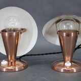 Paire de lampes de table Bauhaus en forme de champignon, finition cuivre, années 1930, Tchécoslovaquie