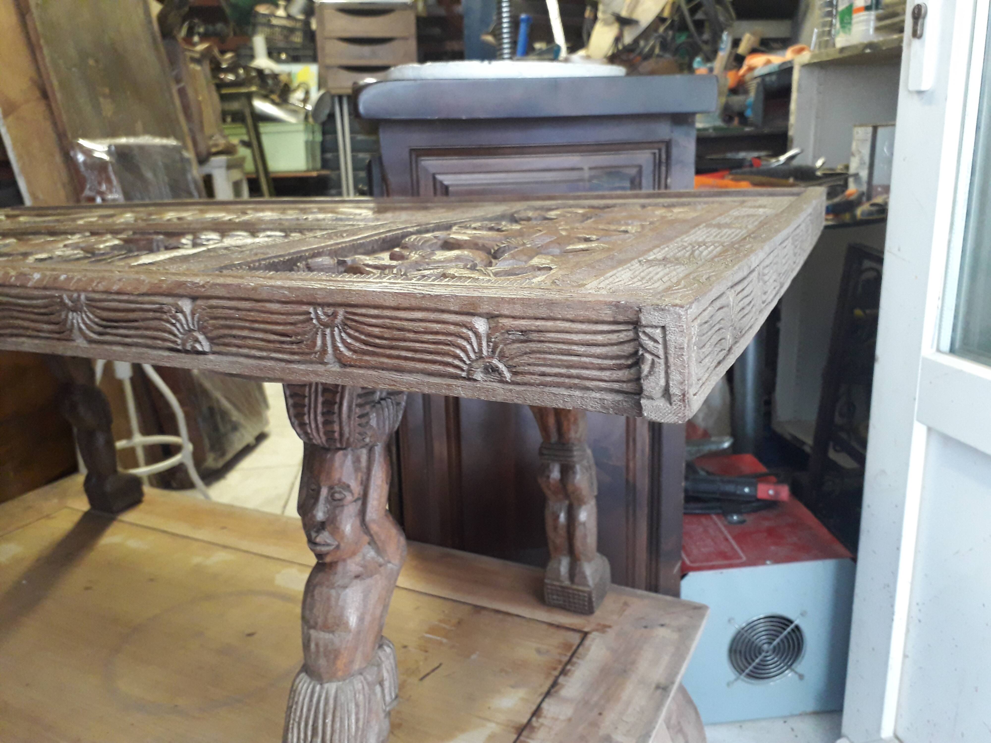 Indonesian table entirely hand carved