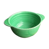 Ancient Bowl with Ears in Green Faience signed Sarreguemines
