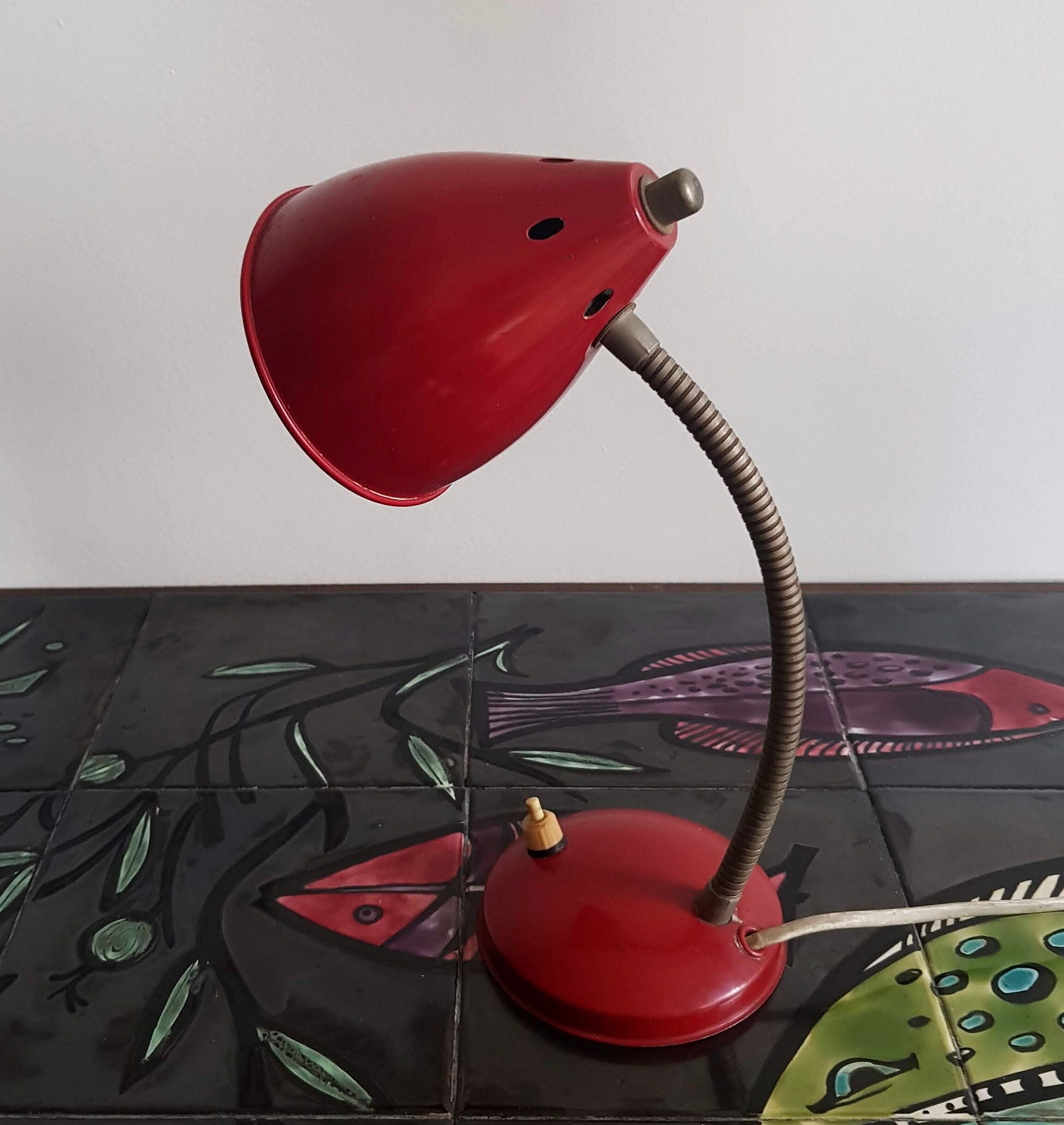 Vintage Hala Hala 50s Red Gooseneck Lamp