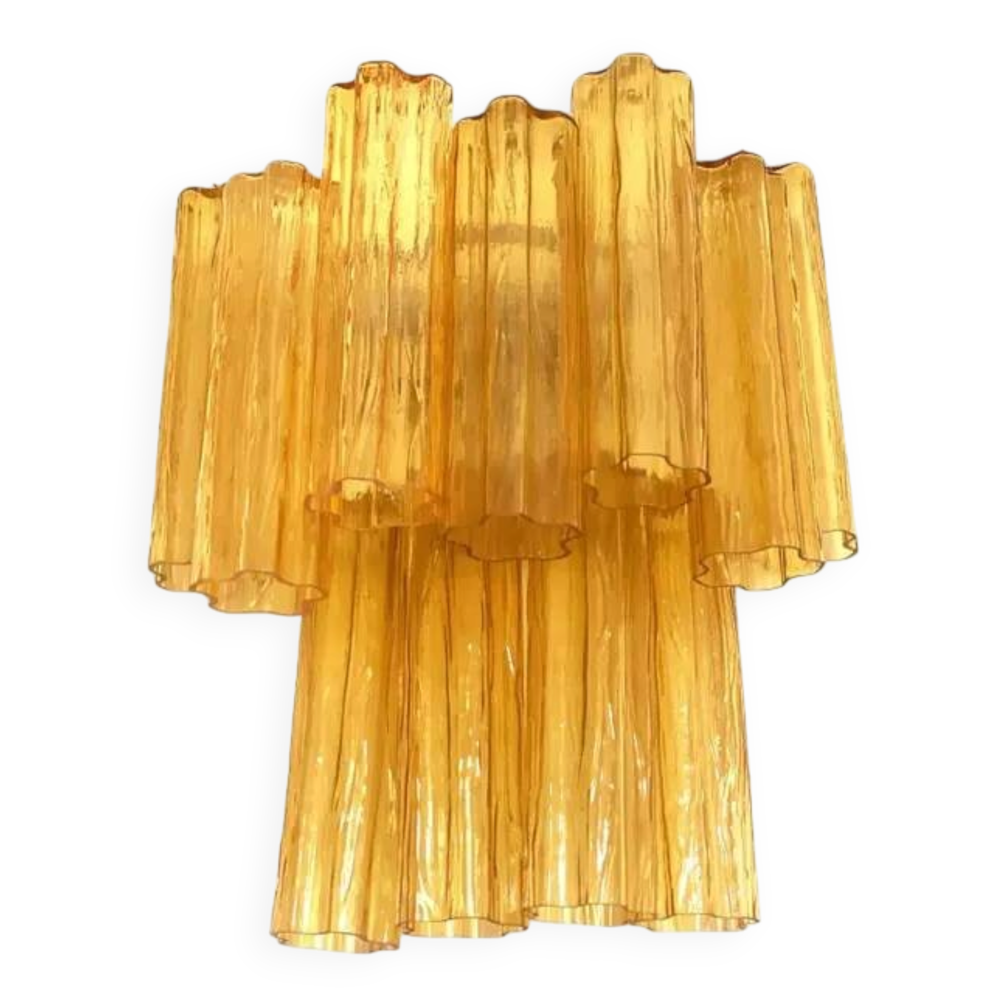 Plafonnier fait main en or avec verre de Murano ambre par Simoeng