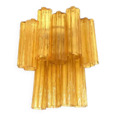 Handcrafted Flush Mount in Gold with Amber Murano Glass by Simoeng