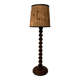 Vintage lamp in turned wood and silk