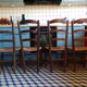 Set 4 chaises paillées brutaliste
