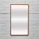 Vintage rectangular wall mirror teak frame