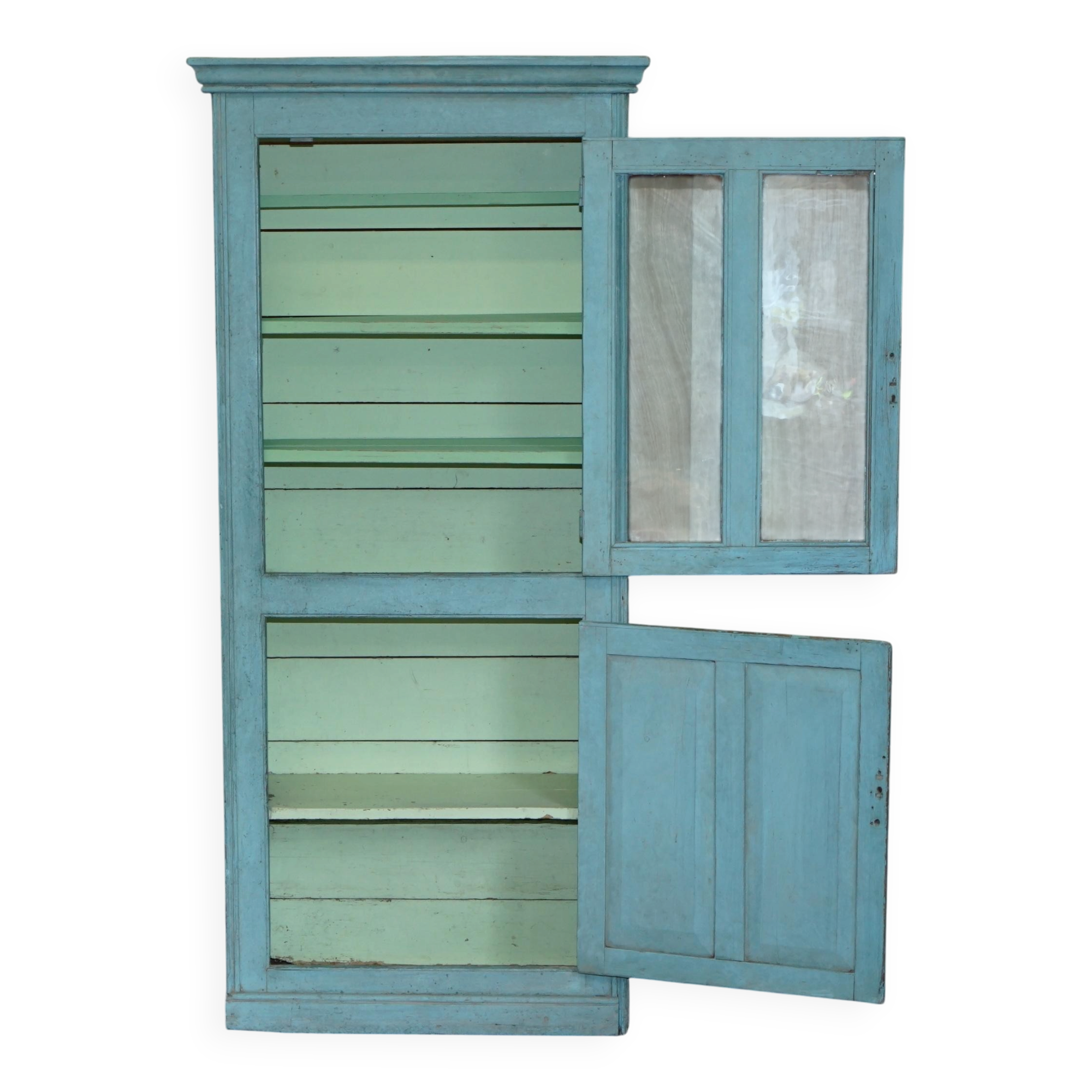 Hand-painted kitchen cupboard or bookcase from the Victorian era, 1860.