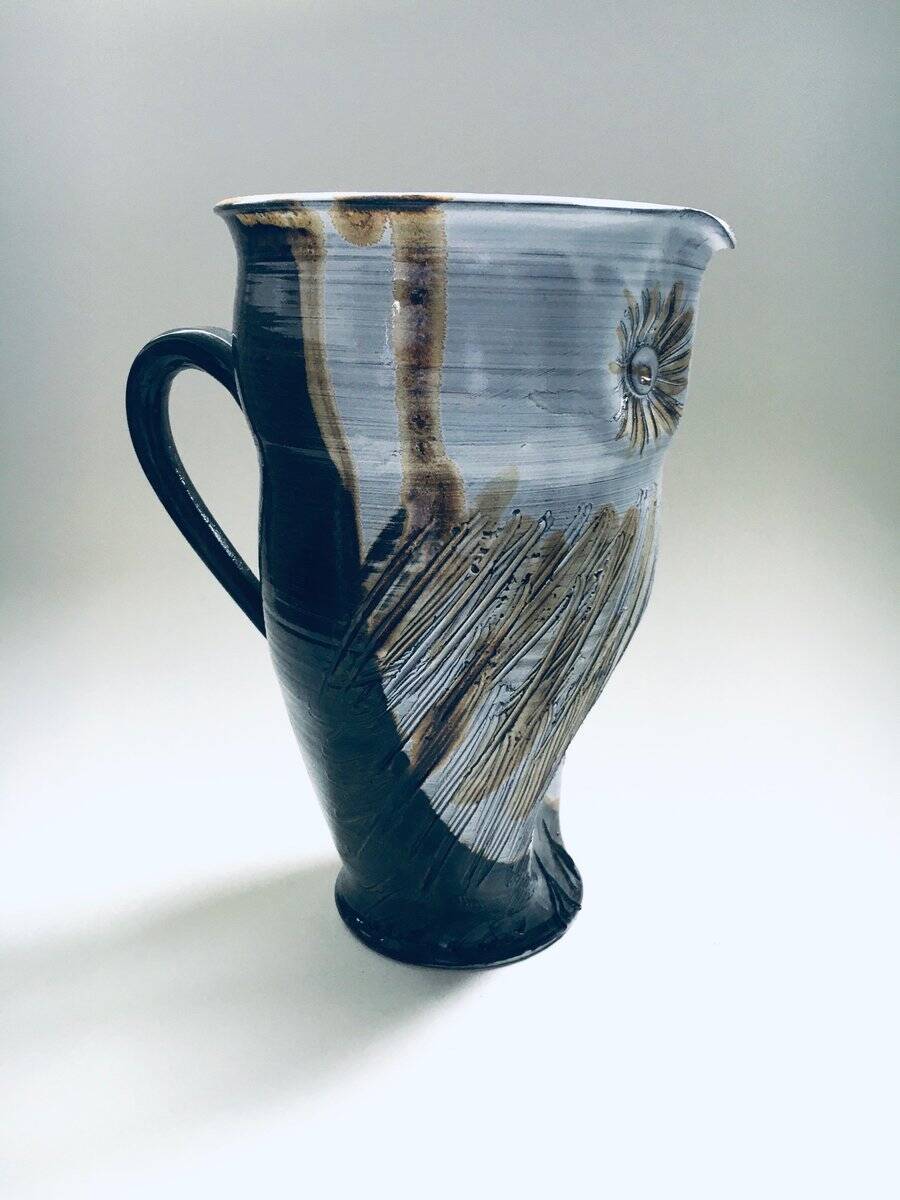 Vintage Studio Art Pottery Owl Decanter Jug by Tavares, 1970s