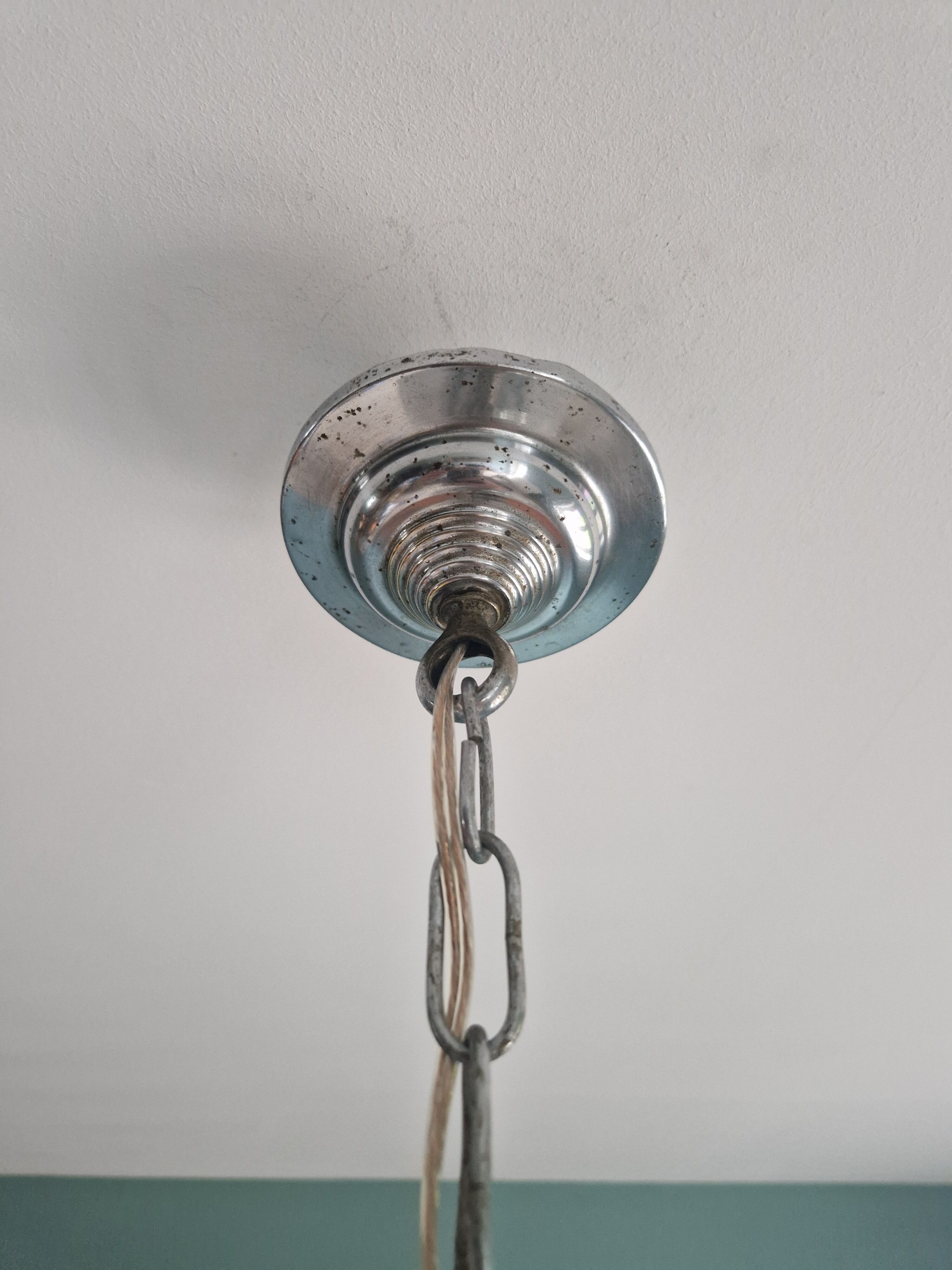 Art deco pendant lamp in white opaline, 1920s-30s