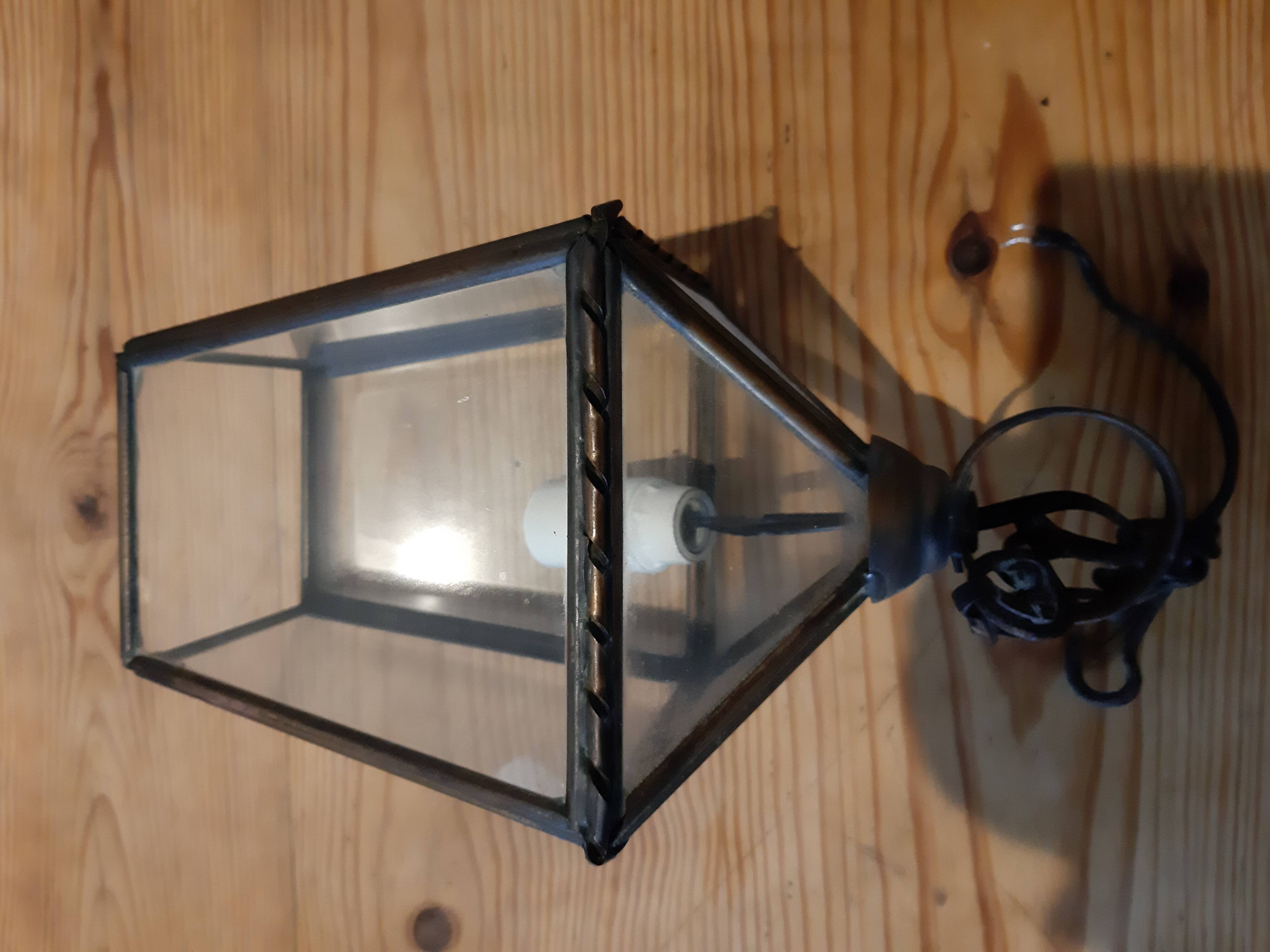 Brass and glass hanging lamp