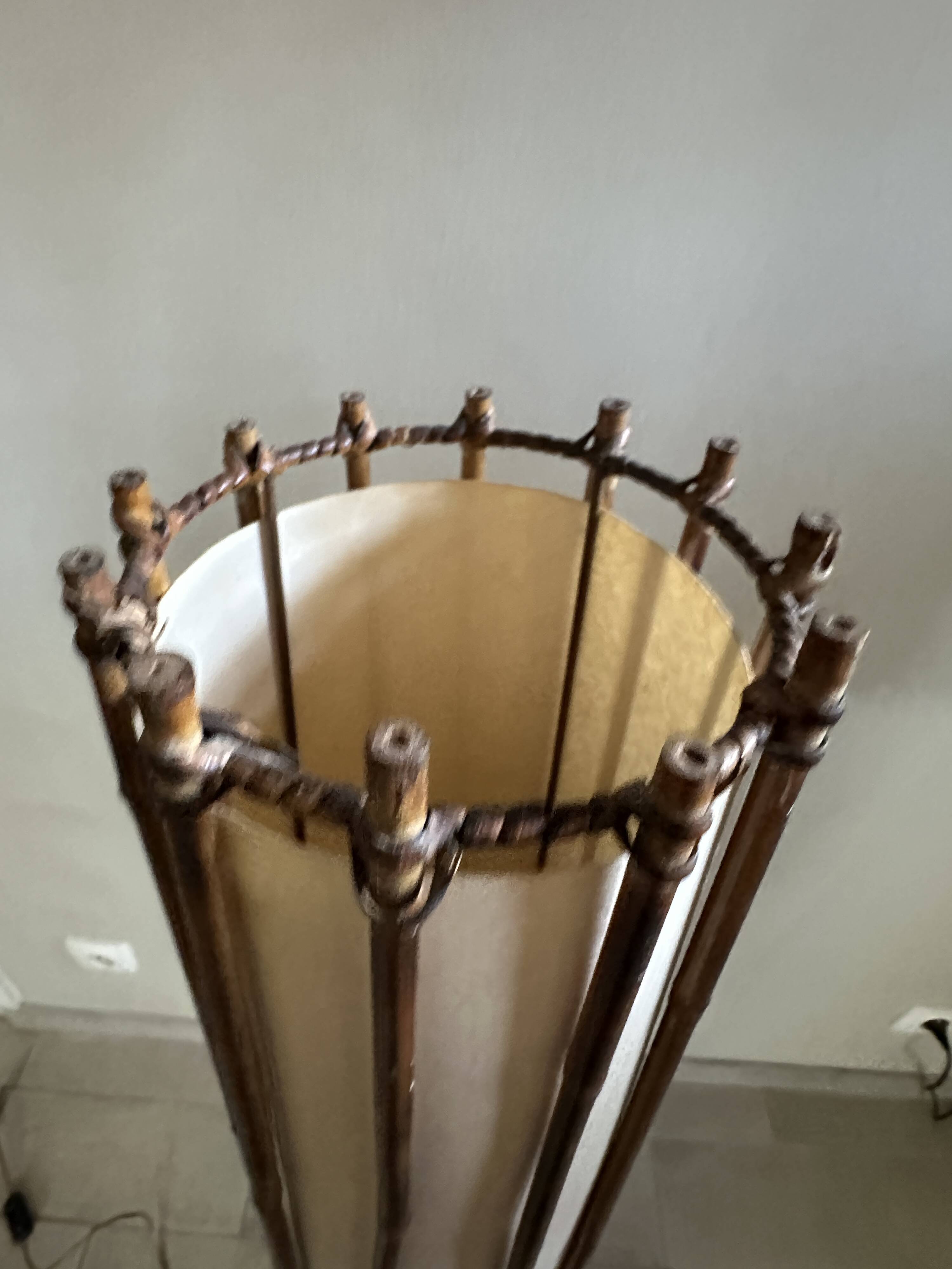 Vintage 1960s rattan floor lamp.