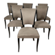 Art Deco Chairs in Black Lacquer & Grey Alcantara, France, 1930s, Set of 6